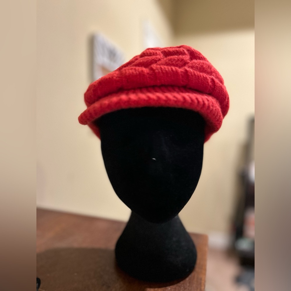 👖Red Fur Lined Baker boy hat